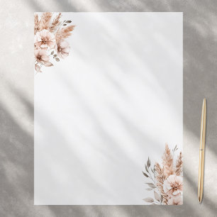 Elegant Pampas Bohemian Bloemen Stationery Papier