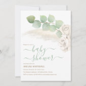 Elegant pampas en ivoren Rozen tonen uitnodiging (Voorkant)