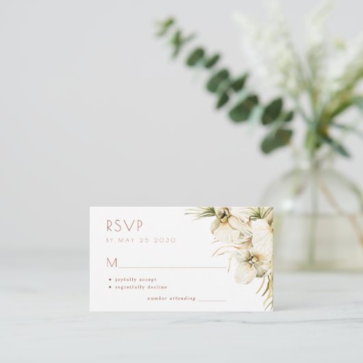 Elegant pampas floral bruiloft RSVP Informatiekaartje (Staand voorkant)