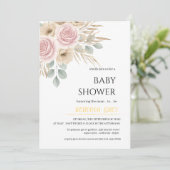 Elegant Pampas Flower Boho Bohemian | Baby Shower Kaart (Staand voorkant)