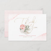 Elegant Pampas Gras Roze Bloemige Dankbetuiging Bedankkaart (Voorkant / Achterkant)