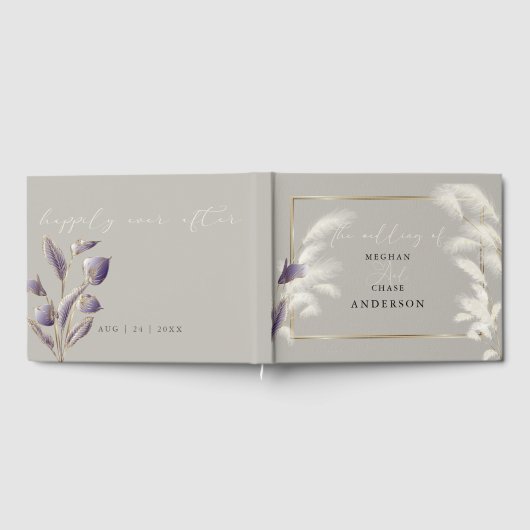 Elegant Pampas Grass Amethyst Anthurium Gastenboek (Volledig)