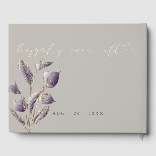 Elegant Pampas Grass Amethyst Anthurium Gastenboek (Achterkant)