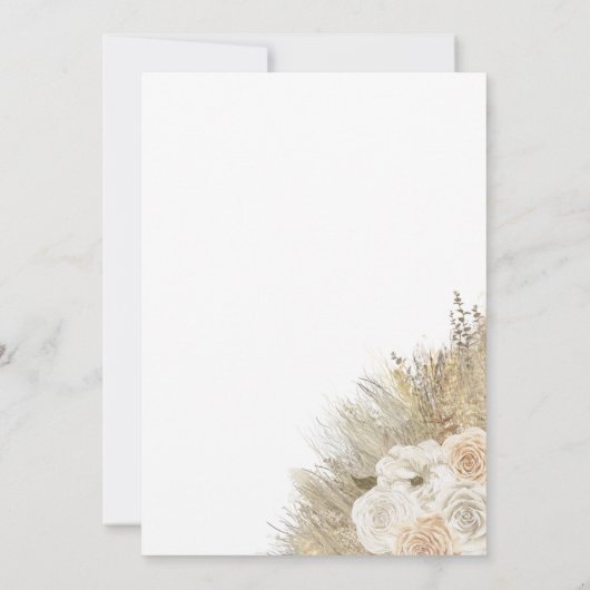 Elegant Pampas Grass Bohemian Roos Baby shower Kaart (Achterkant)