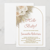 Elegant Pampas Grass Bohemian Roos Baby shower Kaart (Voorkant / Achterkant)