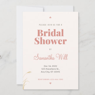 Elegant Pampas Grass Boho Bridal Shower Kaart