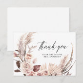 Elegant Pampas Grass Boho Floral Vrijgezellenfeest Bedankkaart (Voorkant / Achterkant)