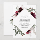 Elegant Pampas Grass Burgundy Rozen Wedding Invita Kaart (Voorkant / Achterkant)