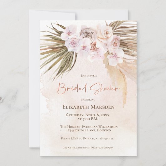 Elegant Pampas Grass Champagne Vrijgezellenfeest Kaart (Voorkant)