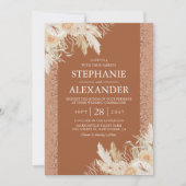 Elegant Pampas Grass Floral Wedding Invitation Kaart (Voorkant)