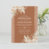 Elegant Pampas Grass Floral Wedding Invitation Kaart (Staand voorkant)