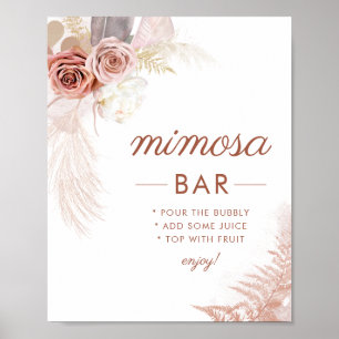 Elegant Pampas Grass Mimosa Bar Teken Poster