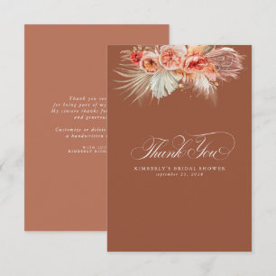 Elegant Pampas Grass Terracotta Floral Hartelijk d Bedankkaart