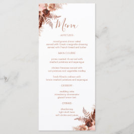 Elegant Pampas Grass Terracotta Wedding Menu
