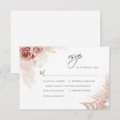 Elegant Pampas Grass Terracotta Wedding RSVP Kaartje (Voorkant / Achterkant)