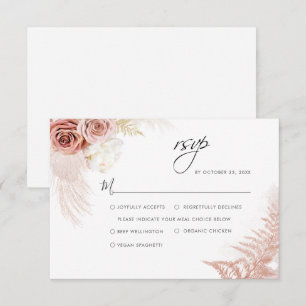 Elegant Pampas Grass Terracotta Wedding RSVP Kaartje
