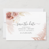 Elegant Pampas Grass Terracotta Wedding Save The Date (Voorkant)