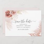 Elegant Pampas Grass Terracotta Wedding Save The Date (Voorkant / Achterkant)