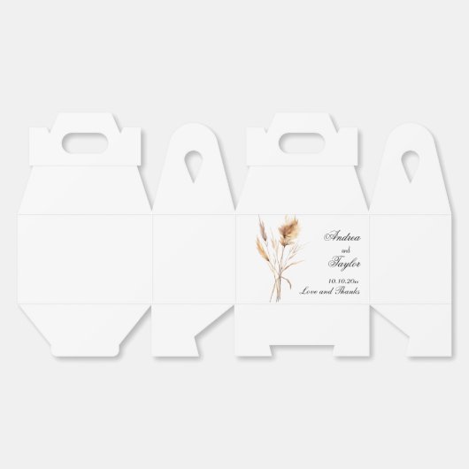 Elegant Pampas Grass Wedding Bedankdoosjes (Ongevouwen)