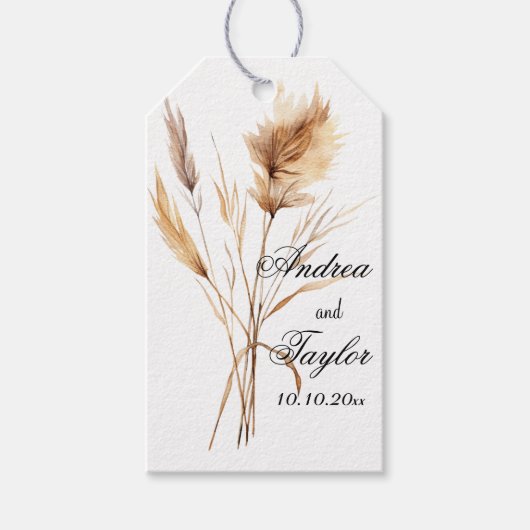 Elegant Pampas Grass Wedding Cadeaulabel (Voorkant)