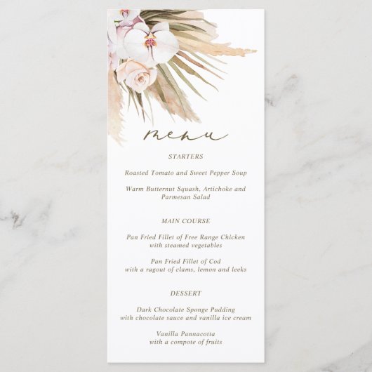 Elegant Pampas Grass Wedding Menu (Voorkant)