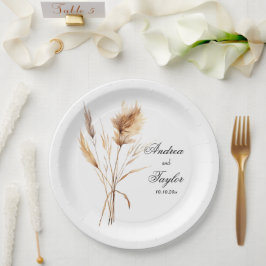 Elegant Pampas Grass Wedding Papieren Bordje
