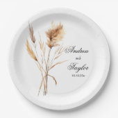 Elegant Pampas Grass Wedding Papieren Bordje (Voorkant)