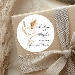 Elegant Pampas Grass Wedding Ronde Sticker