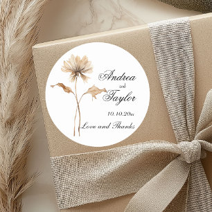 Elegant Pampas Grass Wedding Ronde Sticker
