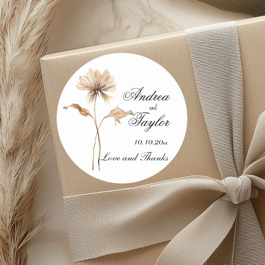 Elegant Pampas Grass Wedding Ronde Sticker
