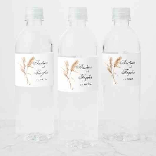 Elegant Pampas Grass Wedding Waterfles Etiket (Flessen)
