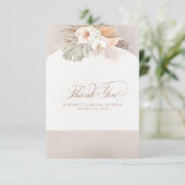 Elegant Pampas Grass White Floral Bedankkaart (Staand voorkant)