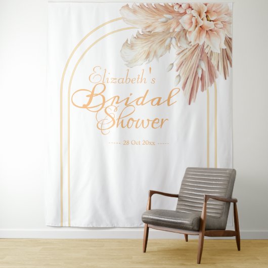 Elegant pampas vrijgezellenfeest wandkleed (In situ)