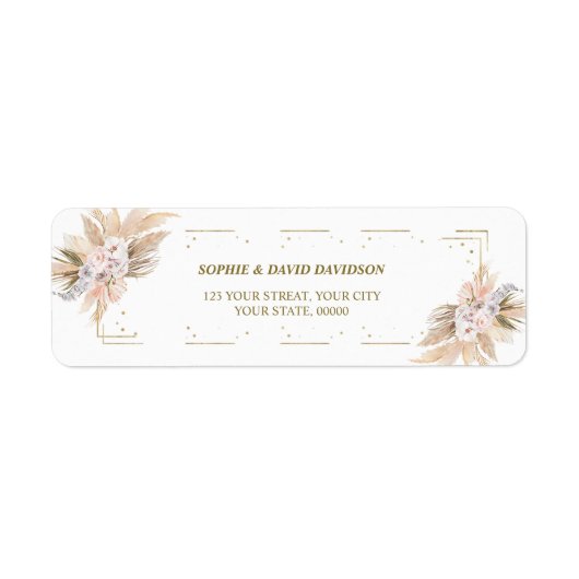 Elegant Pampasgras Bloem Retouradres Label (Voorkant)