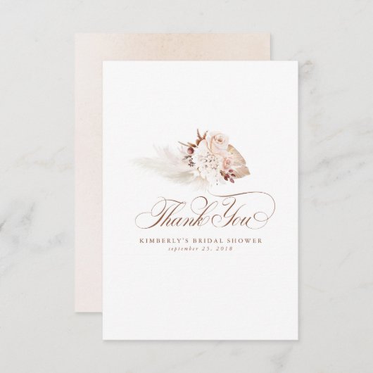 Elegant Pampasgras Licht Bloemige Dankbetuiging Bedankkaart (Voorkant / Achterkant)