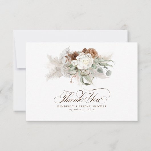 Elegant Pampasgras Witte Bloemen Bedankt (Voorkant)