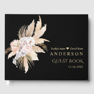 Elegant Pampasgras Witte Orchidee Rozen Bruiloft Gastenboek