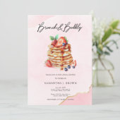 Elegant Pancakes Pink Bridal Brunch Shower Kaart (Staand voorkant)