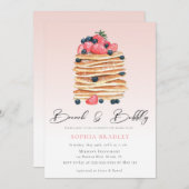 Elegant Pancakes Pink Bridal Brunch Uitnodiging (Voorkant / Achterkant)