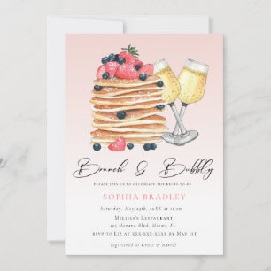 Elegant Pancakes Pink Bridal Brunch Uitnodiging