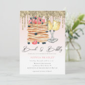 Elegant Pancakes Pink Bridal Brunch Uitnodiging (Staand voorkant)