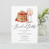 Elegant Pancakes Pink Glitter Bridal Brunch Kaart (Staand voorkant)