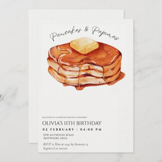 Elegant pancakes pyjama kaart (Voorkant / Achterkant)
