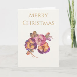 Elegant Pansy Christmas Card — Floral Holiday Gree Kaart