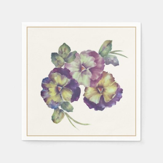 Elegant Pansy Floral Paper Napkin Servet (Voorkant)