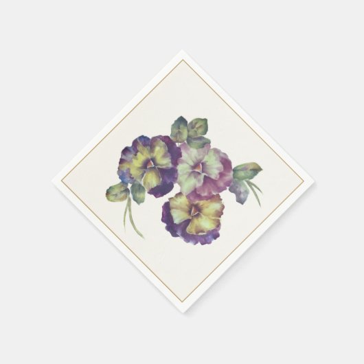Elegant Pansy Floral Paper Napkin Servet (Hoek)