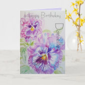 Elegant Pansy Flower Waterverf Birthday Card Kaart (Gele Bloem)
