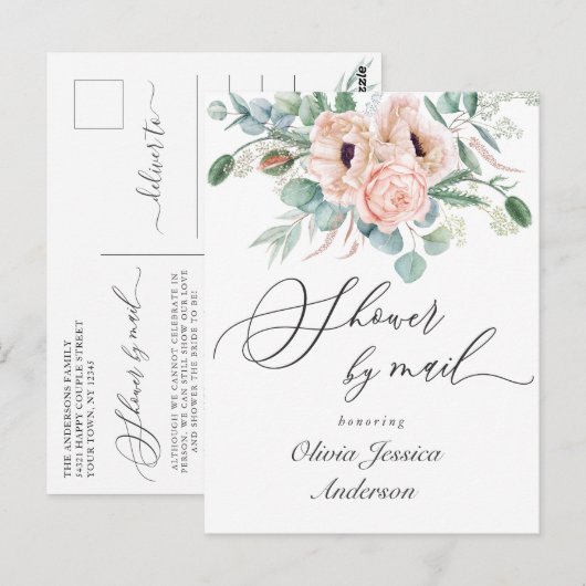 Elegant papaver Eucalyptus Vrijgezellenfeest per p Briefkaart (Voorkant / Achterkant)