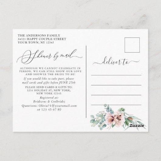 Elegant papaver Eucalyptus Vrijgezellenfeest per p Briefkaart (Achterkant)