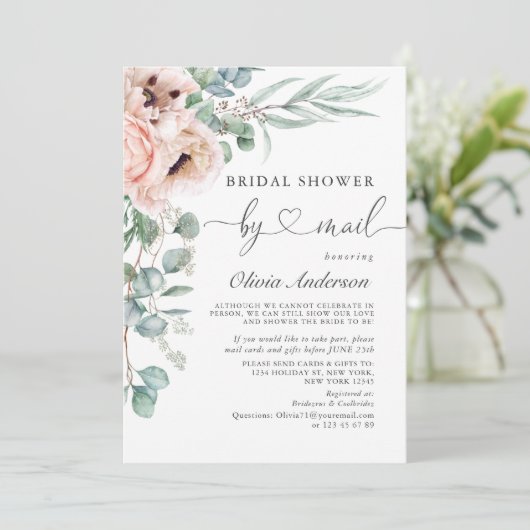 Elegant papaver Eucalyptus Vrijgezellenfeest per p Kaart (Staand voorkant)